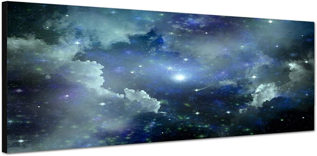Paul Sinus Art Panoramabild auf Leinwand und Keilrahmen 150x50cm Weltraum Sterne Galaxie Planeten