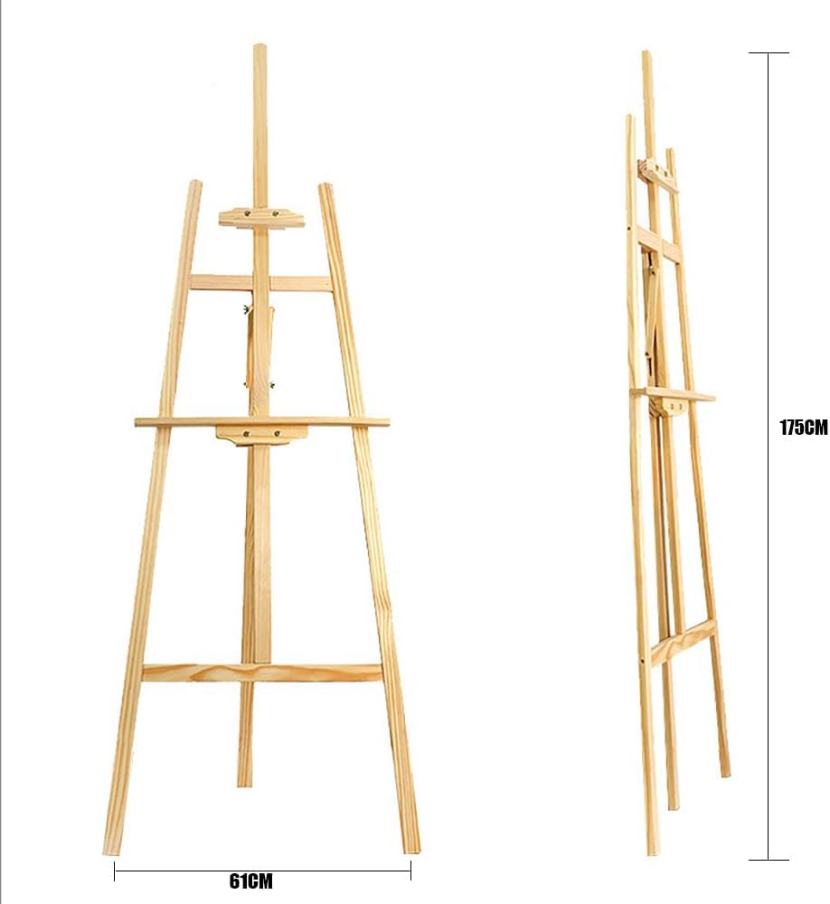 2PCS Staffelei Holz Gross,Staffelei Kinder,175 Cm Massivholz-Malstaffelei,Höhenverstellbare,Geeignet