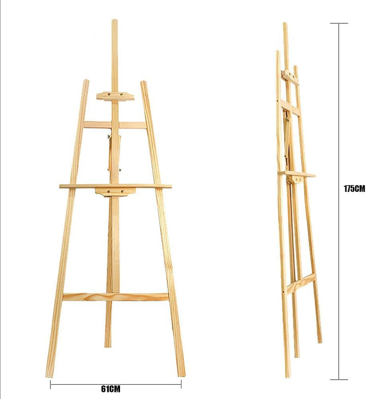 2PCS Staffelei Holz Gross,Staffelei Kinder,175 Cm Massivholz-Malstaffelei,Höhenverstellbare,Geeignet