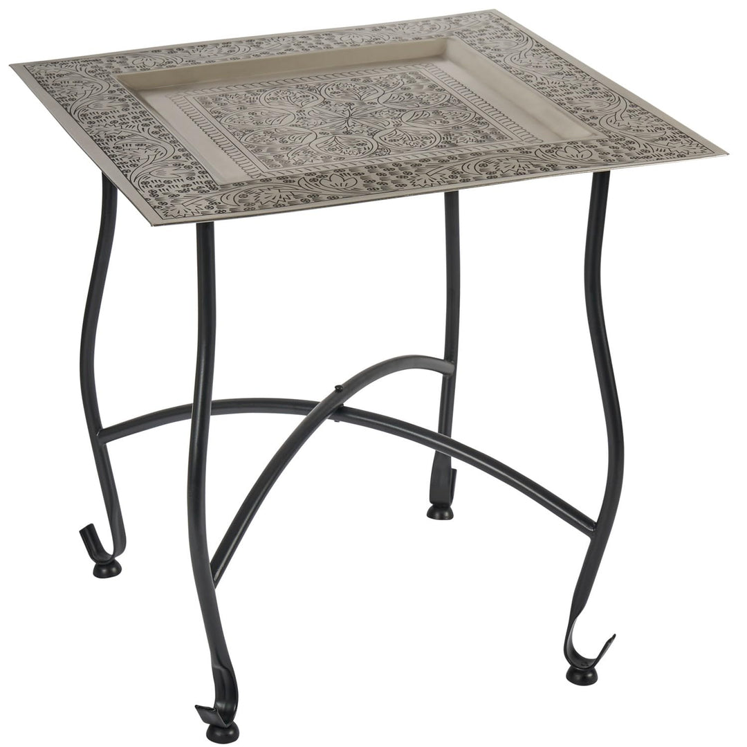 Marokkanischer Tisch Beistelltisch aus Metall Sule 42cm eckig | Orientalischer runder Teetisch klein