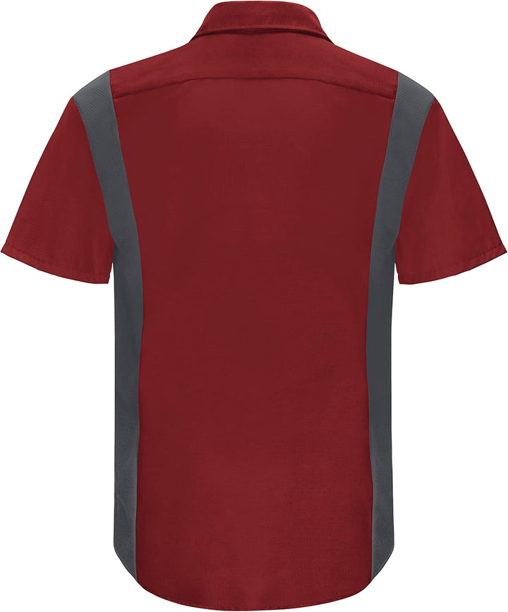 Red Kap Herren Men's Short Sleeve Performance Plus Shop Shirt Hemd S Feuerball Rot mit Holzkohlegefl