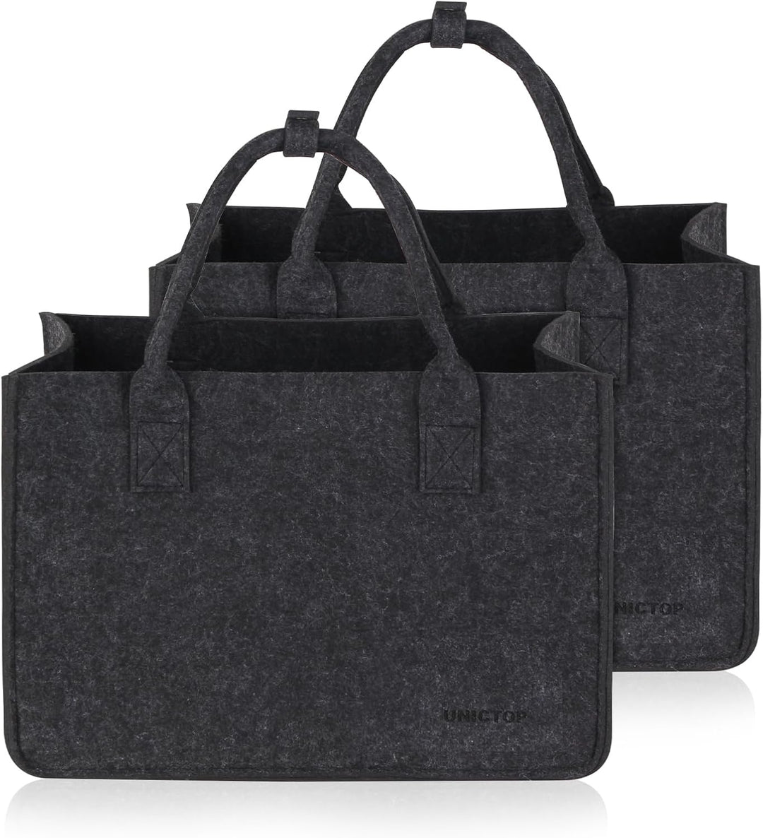 2Stk Filztasche Einkaufskorb,30L grosse Einkaufs-Tasche Filztaschen Shopping Bag, zweifarbig dunkelg