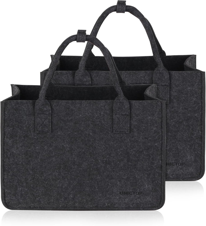 2Stk Filztasche Einkaufskorb,30L grosse Einkaufs-Tasche Filztaschen Shopping Bag, zweifarbig dunkelg