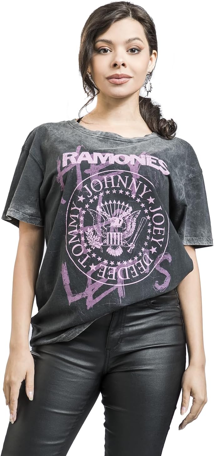 Ramones Hey Ho Let's Go Frauen T-Shirt grau Band-Merch, Bands S Grau, S Grau