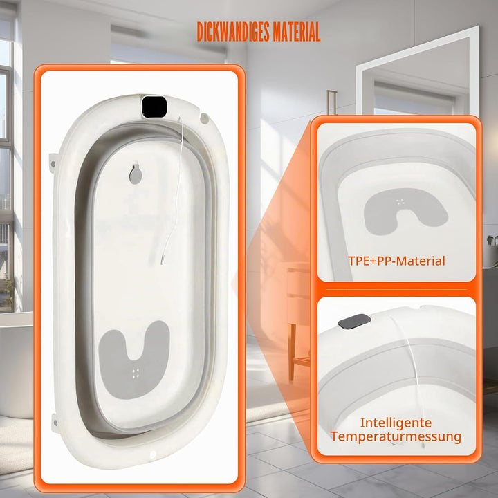 Faltbare Baby Badewanne mit Rutschfestem Kissen – Babywanne Ergonomisch, Tragbare Badewanne für Neug