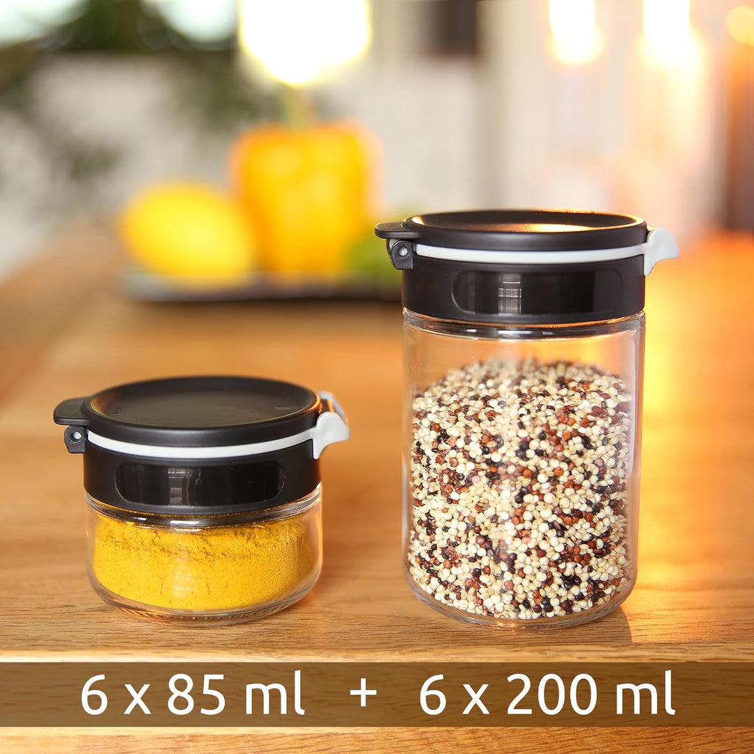your GEAR Gewürzstreuer Double-Flip - Gewürzdosen in 2 Grössen (200ml + 85ml) aus Glas mit drehbarem