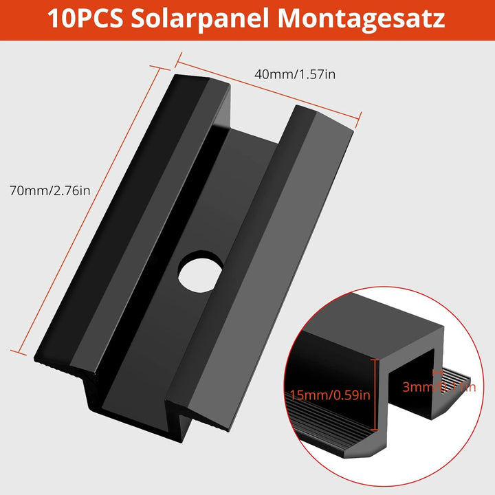 GETLITOOL PV Montageschiene Zubehör, 10PCS Aluminium Mittelklemme Photovoltaik Solarpanelen für Modu