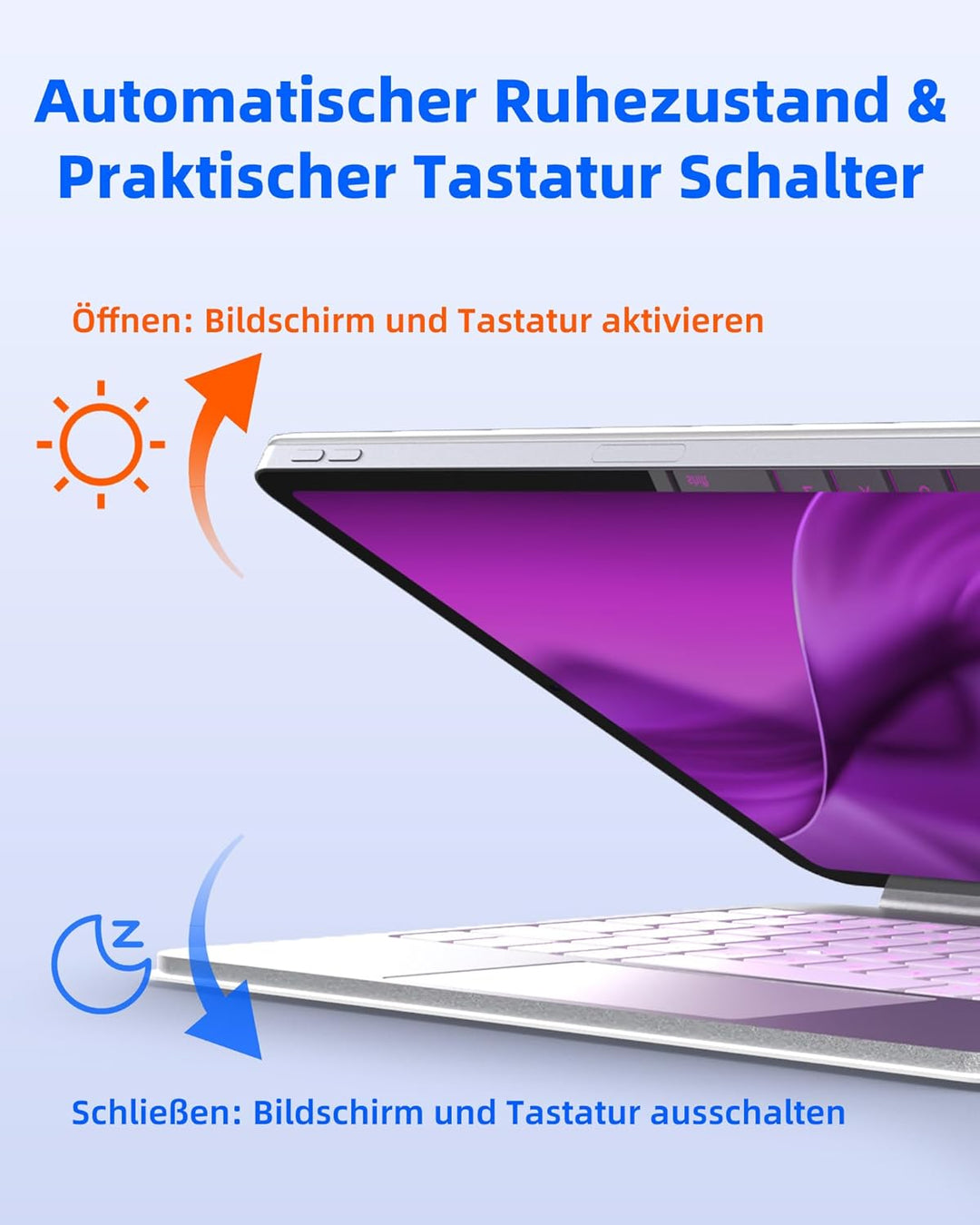 Bettdow für iPad Air 13 Zoll M3 2025/M2 2024/iPad Pro 12.9" 2018-2022 Tastatur Hülle, Leichte Alumin
