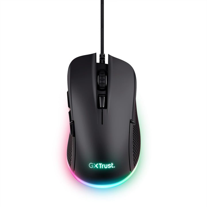 Trust Gaming GXT 922 Ybar Gaming Maus, 68% Recycelten Materialien, RGB LED-Beleuchtung, 6 Programmie