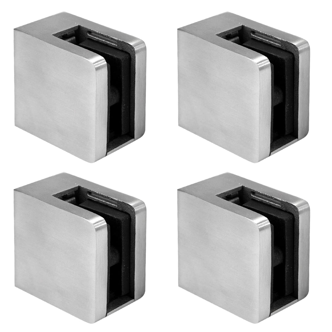 PRIOstahl Glashalter 4 Stück Glasklemmen Klemmhalter Glasplattenhalter mit Sicherungsplatte + Sicher