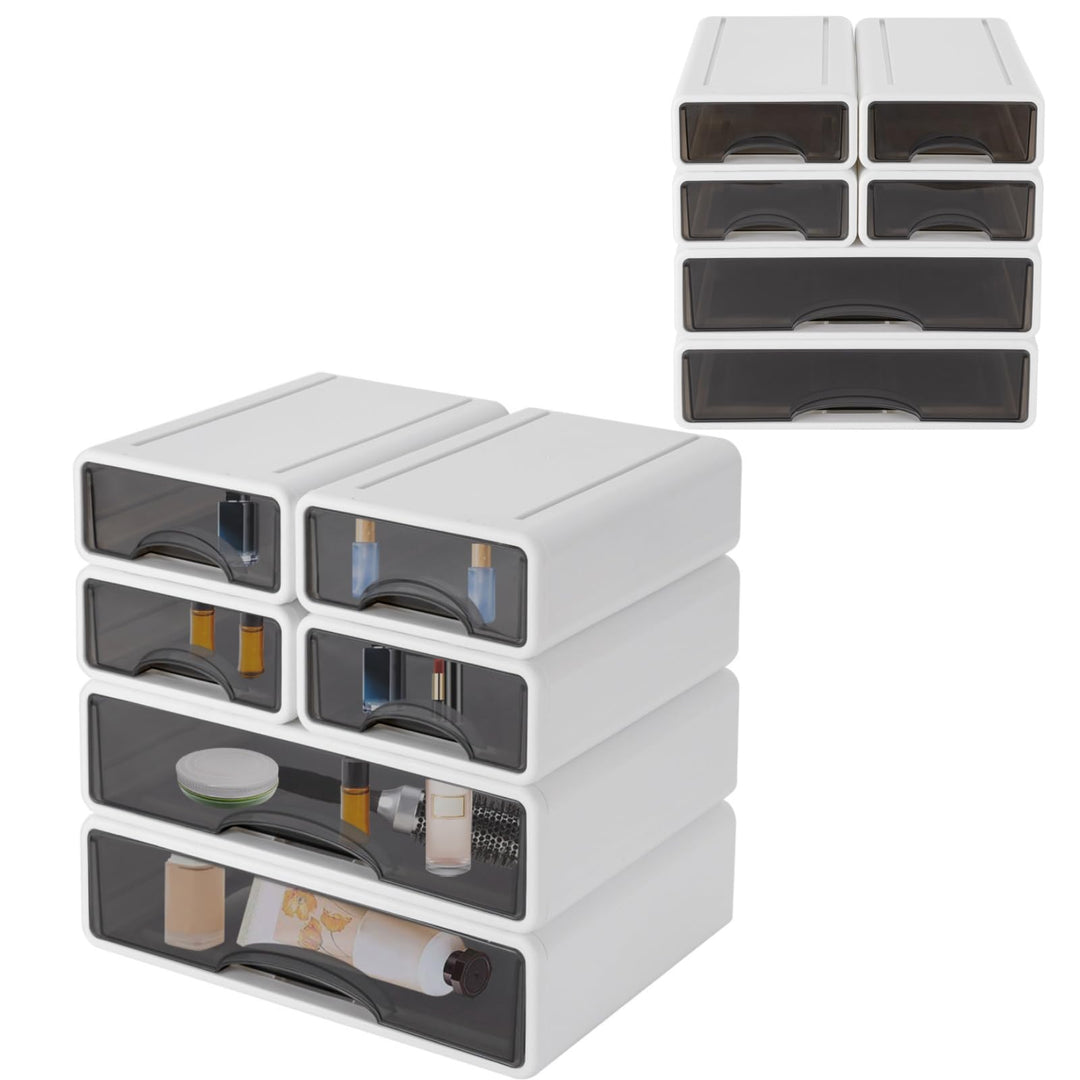 6 Schubladen Büro Aufbewahrungsbox aus Kunststoff, Stapelbare Schubladen Organizer für Dokumente, Bü