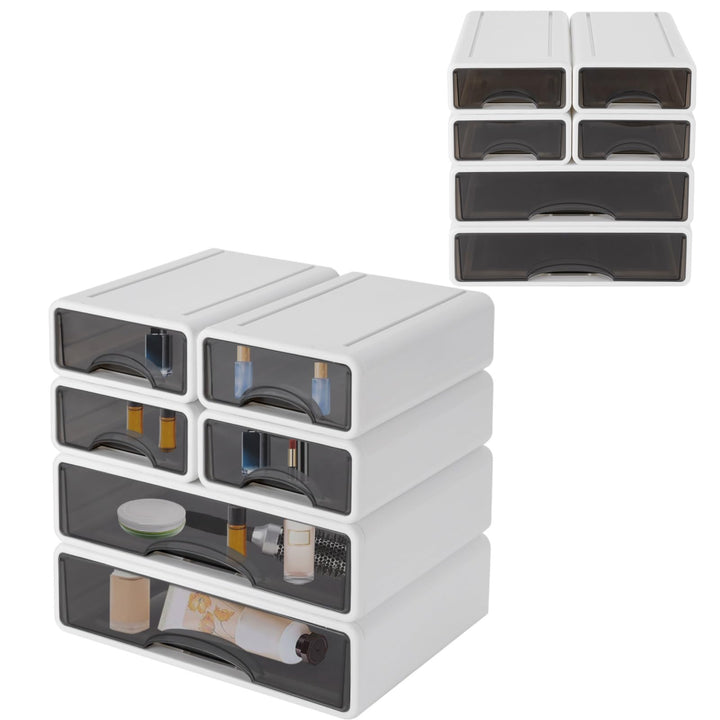6 Schubladen Büro Aufbewahrungsbox aus Kunststoff, Stapelbare Schubladen Organizer für Dokumente, Bü