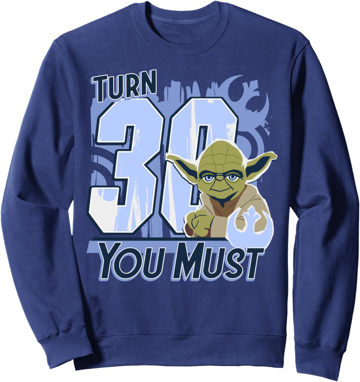 Star Wars Yoda Turn 30 You Must Rebel Logo Portrait Sweatshirt