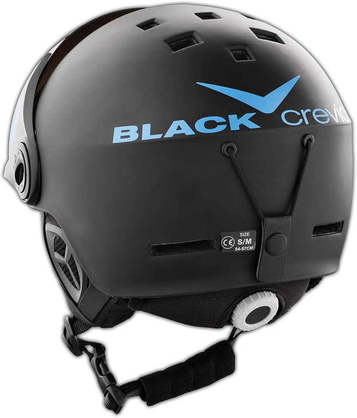 Black Crevice Skihelm Saalbach I Skihelm mit Visier im Pilotenstyle I Skihelm Herren & Damen inkl. S