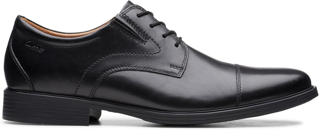 Clarks Herren Whiddon Cap Sneaker 43 EU Schwarzes Leder, 43 EU Schwarzes Leder