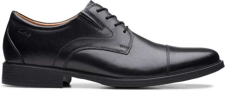 Clarks Herren Whiddon Cap Sneaker 43 EU Schwarzes Leder, 43 EU Schwarzes Leder