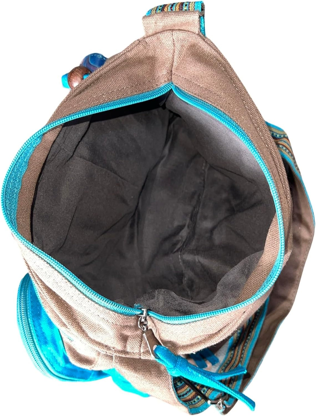 Macha Ethnische indische ethnische Baumwolle und Leder Schultertasche für Frauen Grau, Grau