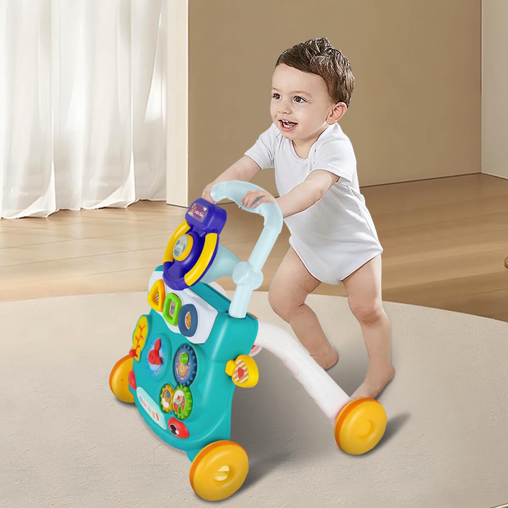 Interaktive Laufhilfe mit abnehmbarem Spielboard I Bunte Farben Musik Licht Sensor IBaby Walker Plas