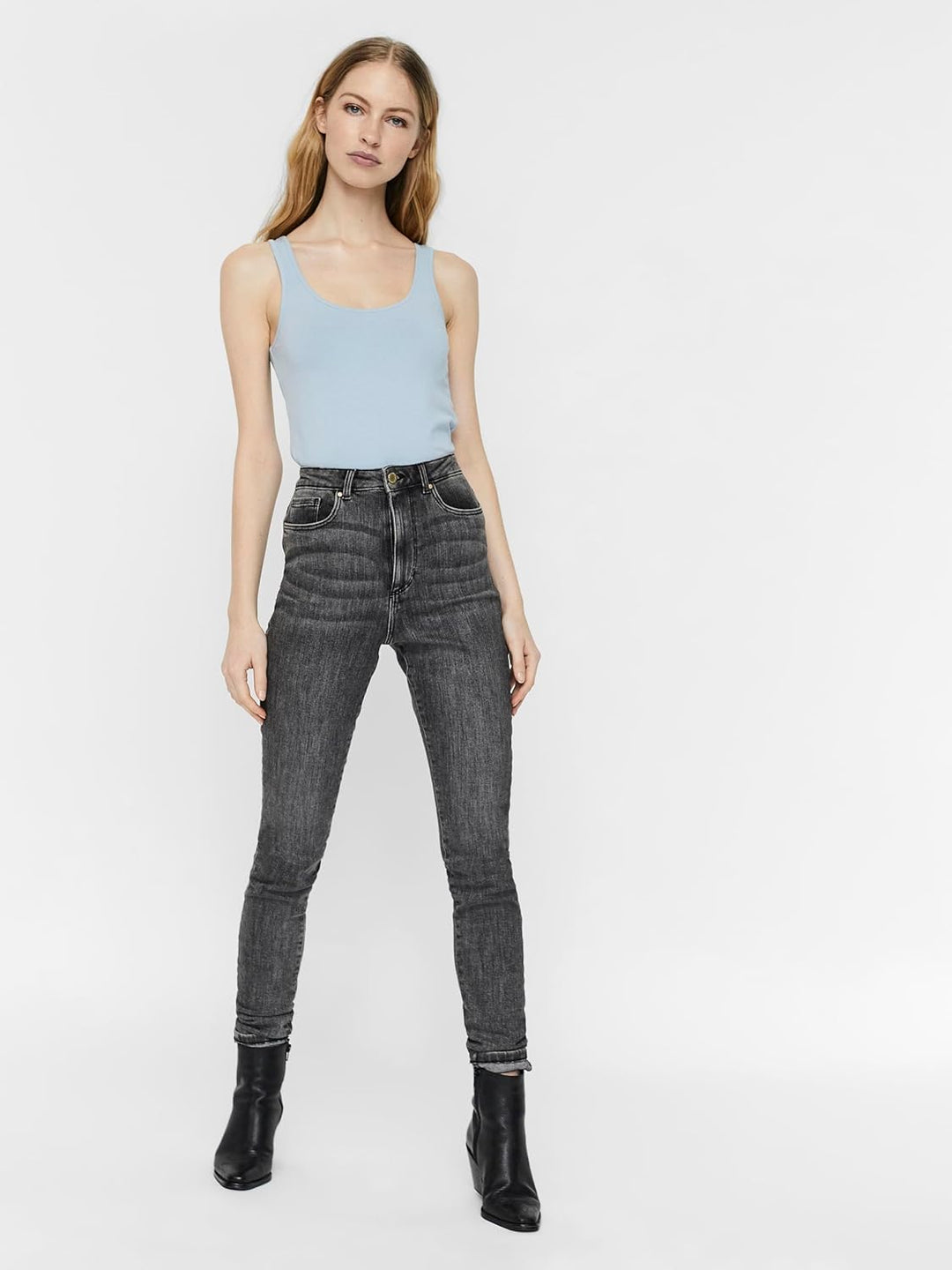 VERO MODA Damen VMMAXI My Soft Long Tank TOP GA 4 10265024 XS Grün/Blau/Weiss (1x Jadeite / 1x Blue