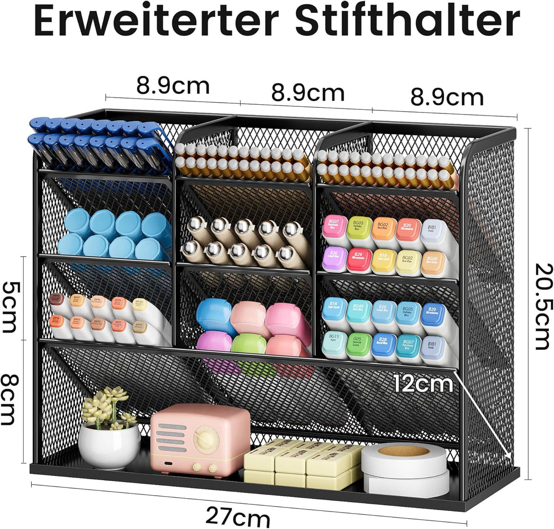 VITVITI Schreibtisch Organizer, 9 Fächer Stiftehalter, Netz Stifte Regal aus Metall, Stiftehalter Sc
