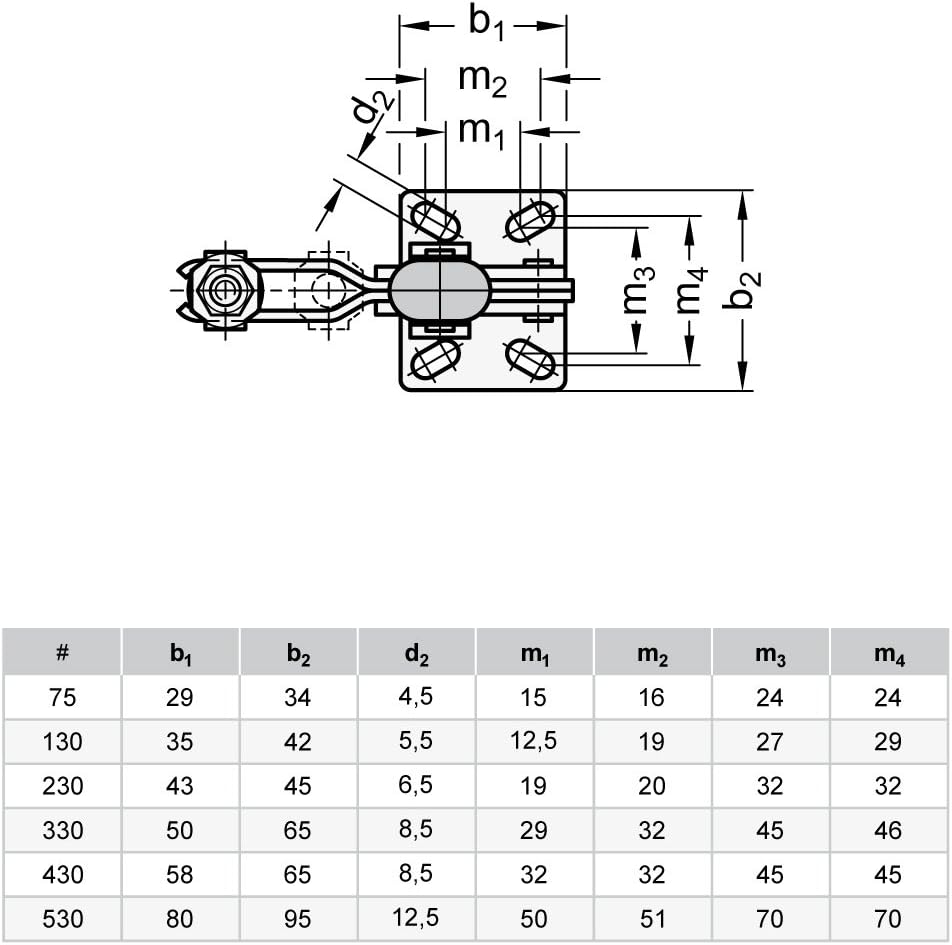 Ganter Normelemente GN 810-130-C 810-130-C-Vertikalspanner mit waagerechtem Fuss, verzinkt, blau pas
