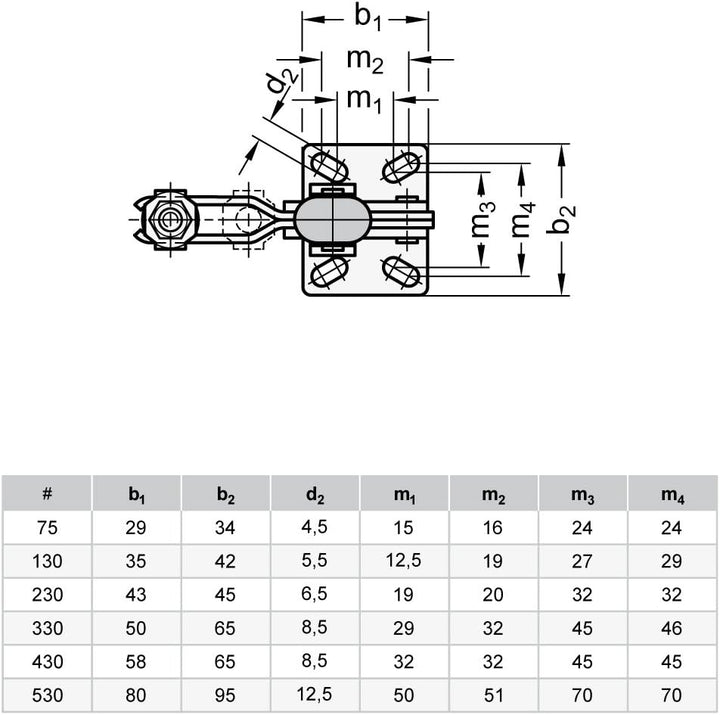 Ganter Normelemente GN 810-130-C 810-130-C-Vertikalspanner mit waagerechtem Fuss, verzinkt, blau pas