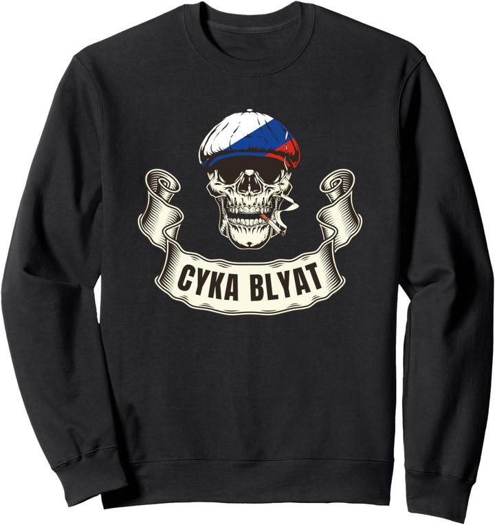 Lustiges Cyka Blyat Russland Totenkopf Skull Fluchen Sweatshirt