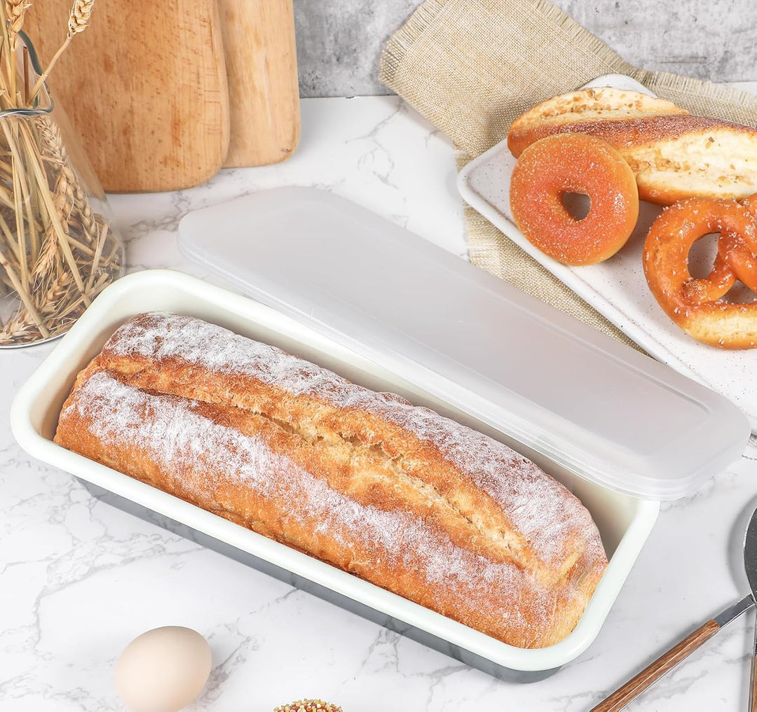webake Kastenform 30cm Brotbackform Emaille Kastenbackform Mit Kunststoff Deckel Brotform Rechteckig