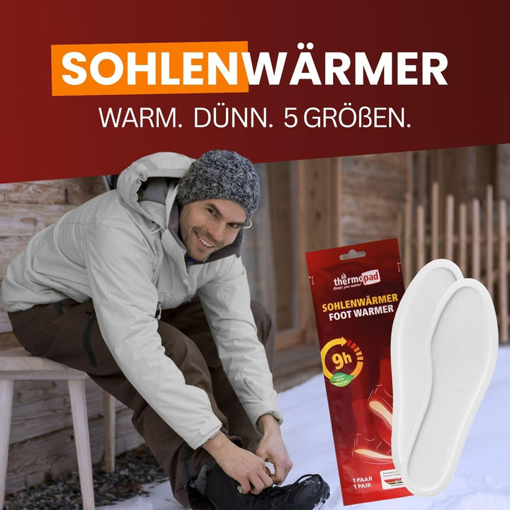 THERMOPAD Sohlenwärmer - DAS ORIGINAL: 5, 10 oder 30 Paar Wärmepads (erhältlich in 5 Grössen) - Einl
