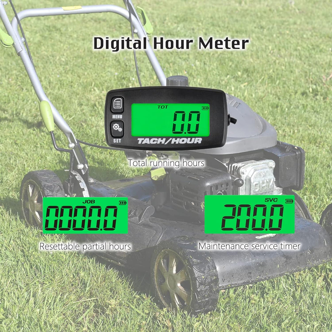 2 Artikel-HonorMeet Digital LCD Hour Meter Tachometer,RPM Record &amp; Calibrate,2 Hintergrundbeleuchtun