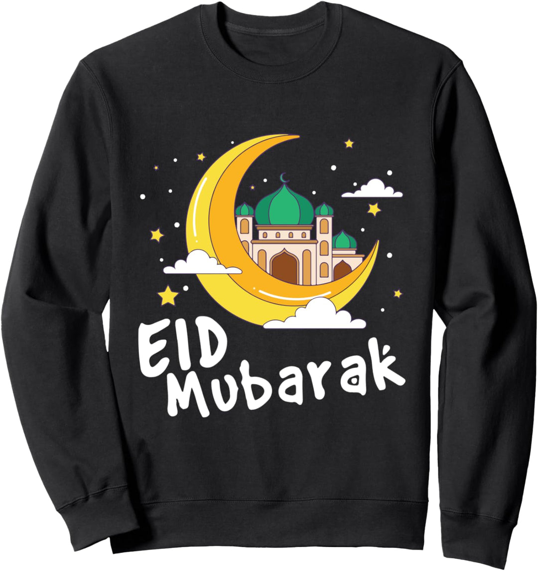 fröhliche Eid Mubarak Kalligraphie - Moschee & Eid Halbmond Sweatshirt