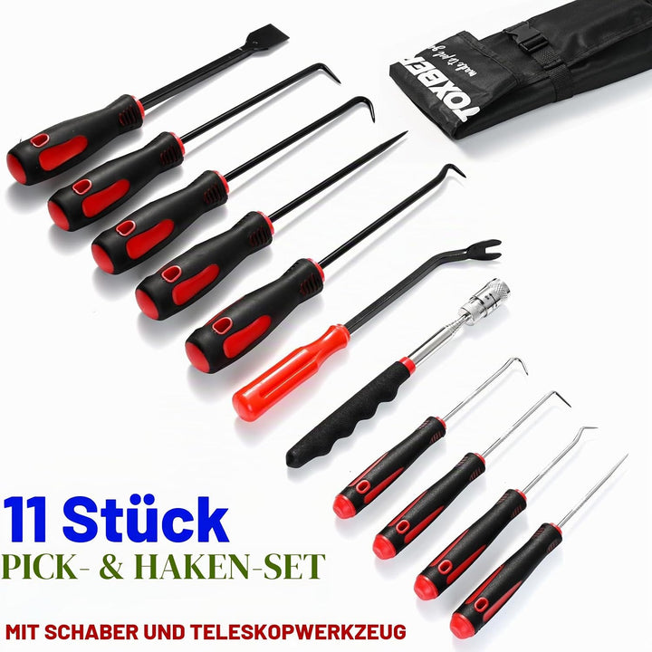 11x Haken und Pickel Set O-Ring Dichtung Demontage W/Schaber Teleskopwerkzeug Stahlschaft Schaber Sc
