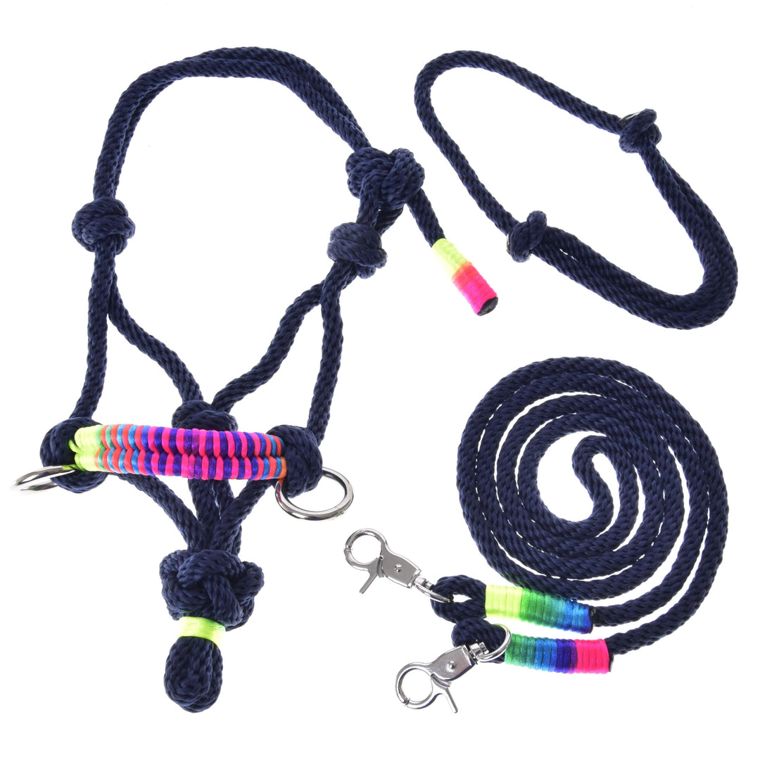 LarDen Hobby Horse Zubehör SeilSet - Halfter mit Zügel & Halsring für Grösse M Steckenpferd - Rosema