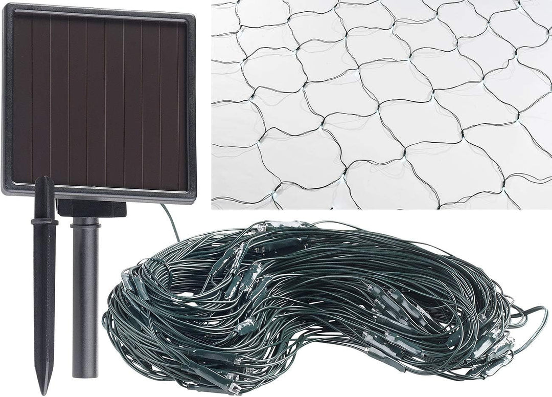 Lunartec Solar Lichtervorhang: Solar-LED-Lichternetz, 144 LEDs, weiss, 2 x 2 m, IP44 (Lichtervorhang