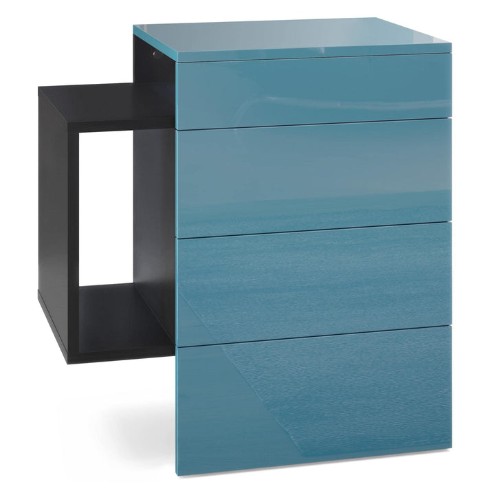 Vladon Nachttisch Queens, Nachttischschrank mit 2 Schubladen und 1 seitlichem Fach zur Wandmontage,