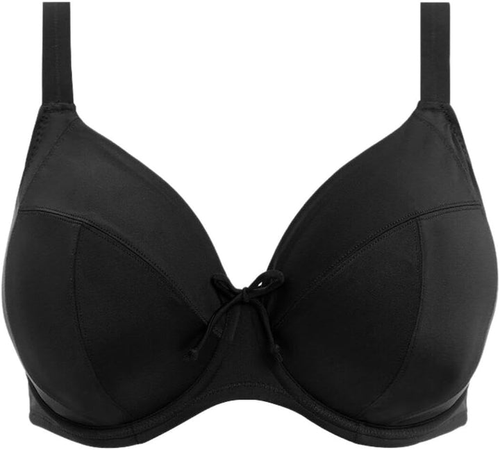 ELOMI Schwimmen Einfarbig Segeln Bügel Plunge Bikini Top (38GG, Schwarz)