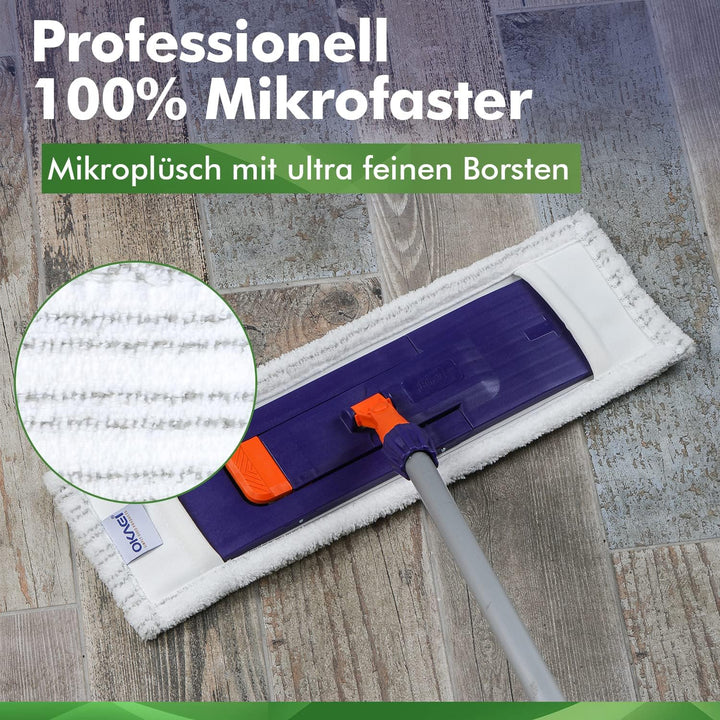 Okaei 5 Stück Wischmopp Bezug (40 cm) - Premium Bodenwischer-Wischbezug aus 100% Microfaser - Bezug