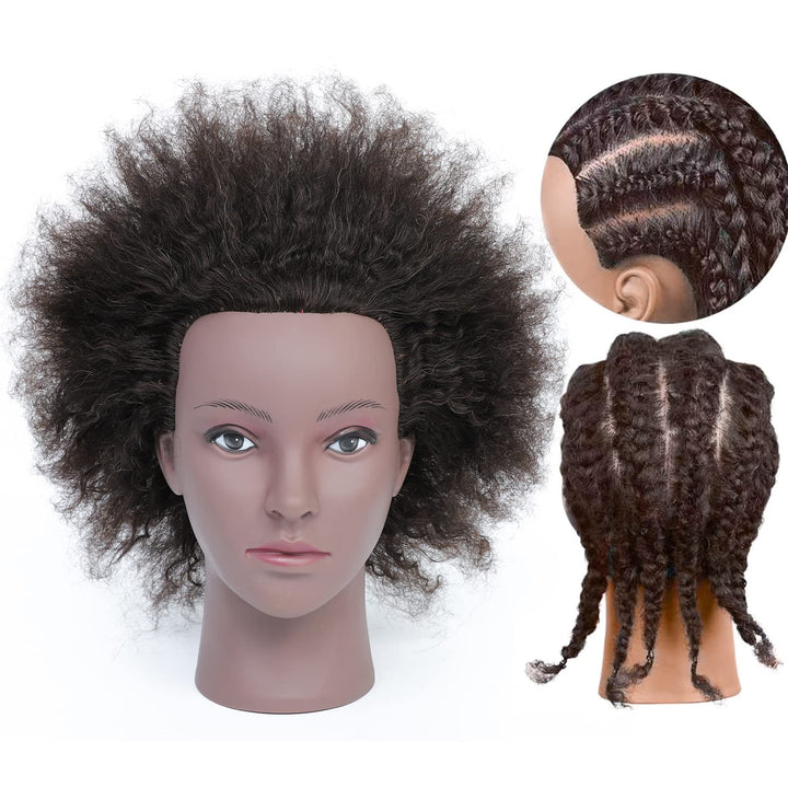 Ausbildung Kopf African American mit 100% Echthaar Schaufensterpuppe Kopf Kosmetologie Afro Haar Man