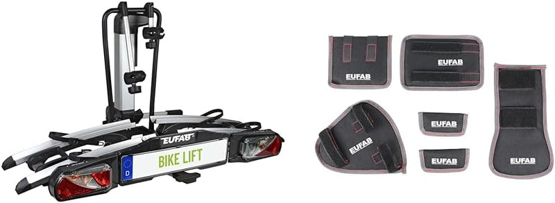 EUFAB 11535 Heckträger Bike Lift, für E-Bikes geeignet + EUFAB 11242 Fahrradtransportschutz 6-tlg