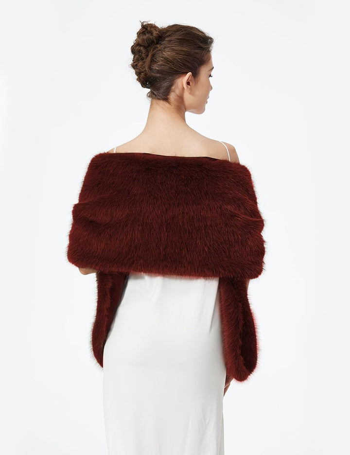 BEAUTELICATE Kunstpelz Stola Schal Damen Bolero Kunstfell Brautschal Brautstola Brautjacke für Abend