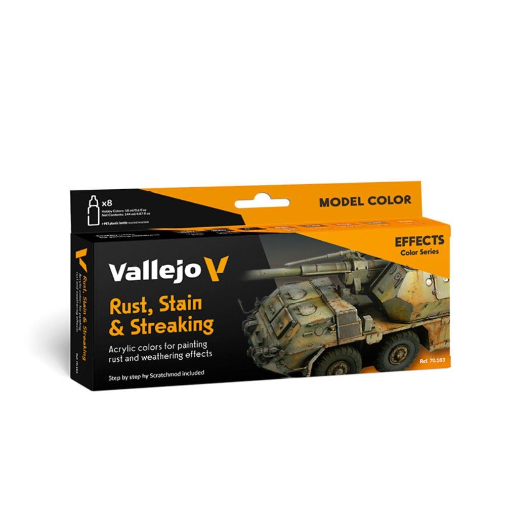 Vallejo 070183 Farbset, Rost & Schmutz, 8x17ml Single, Single