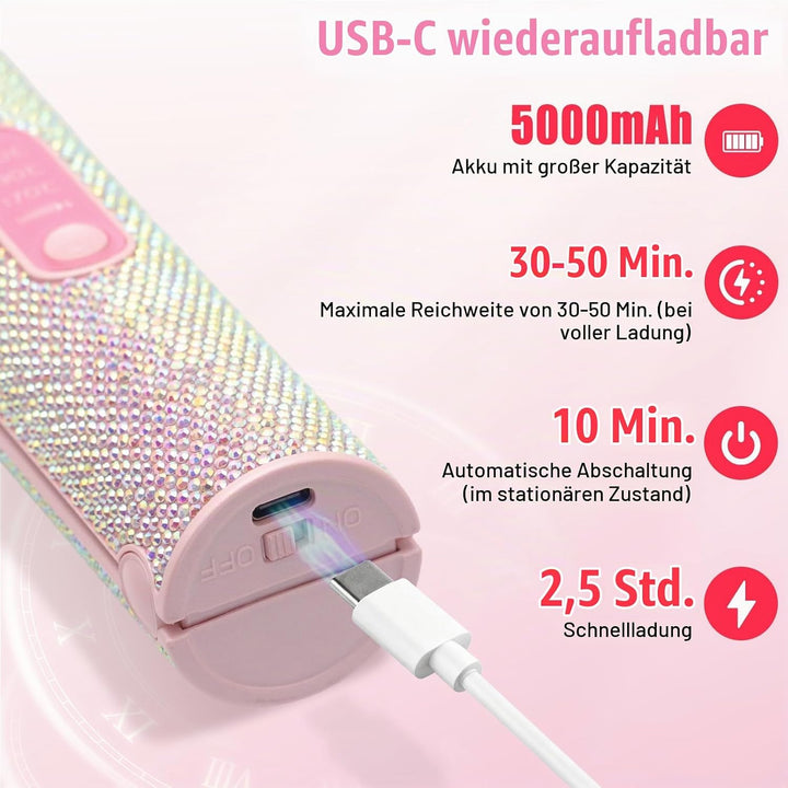 Mini Glätteisen Kabellos, Titan Haarglätter mit 5000mAh Akku, 2 in 1 Tragbares Klein Reise Glätteise