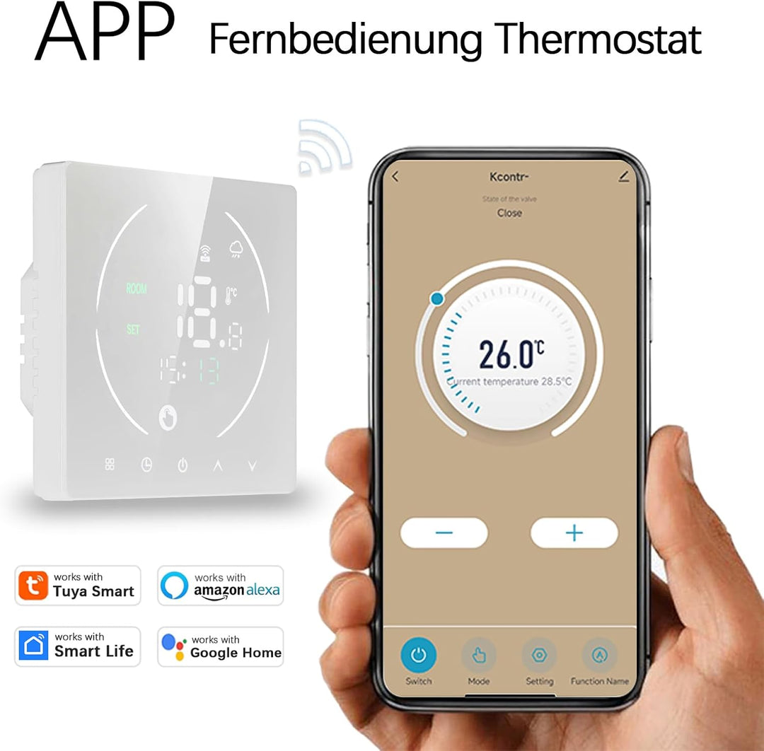Thermostat Fussbodenheizung, Raumthermostat Fussbodenheizung Für Wasserfussbodenheizung, Smart WiFi