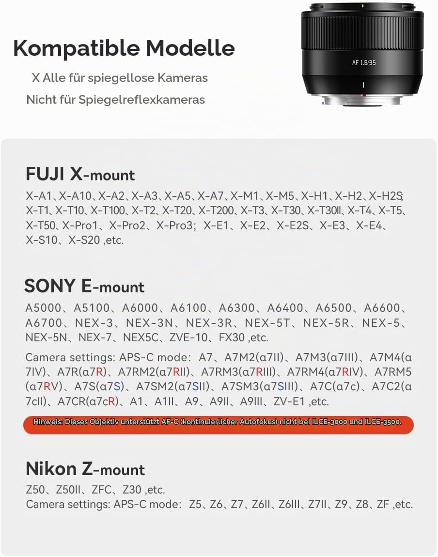 TTartisan APS-C AF 35mm F1.8 II Autofokus-Objektiv für Fuji X-Mount – Leichtes Design, Kompatibel mi