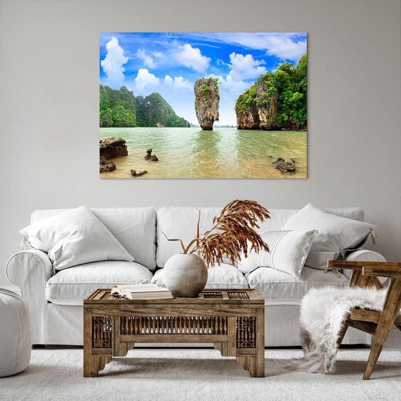 Bilder auf Leinwand 100x70cm Leinwandbild Stein Strand Landschaft Gross Wanddeko Bild Schlafzimmer K