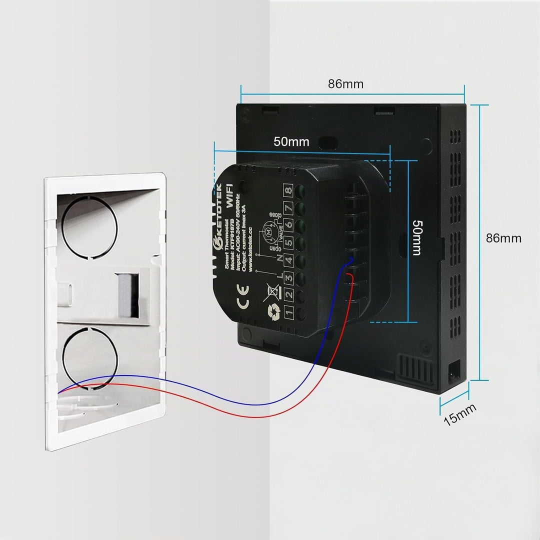 KETOTEK Smart Thermostat für Wasser Fussbodenheizung 3A, Digital Programmierbar Raumthermostat Kompa