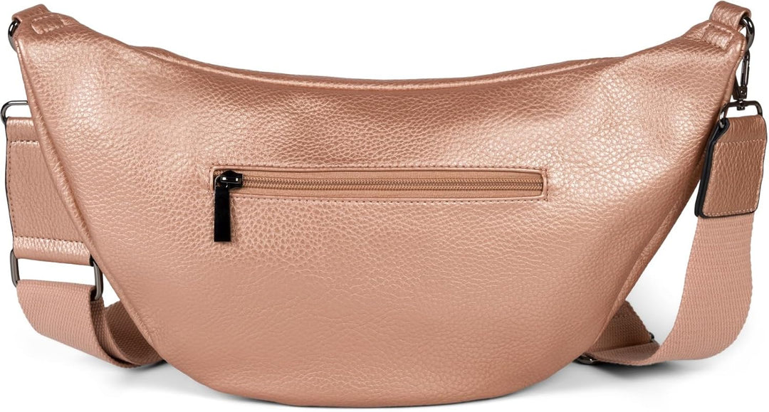 styleBREAKER Damen Halbmond Crossbody Schultertasche, abnehmbarer verstellbarer Schultergurt, Einfar