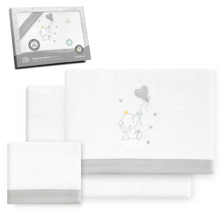 Interbaby Bettwäsche-Set für Kinderbett, 60 x 120 cm, 100% Baumwolle, warm, weich, inklusive Spannbe