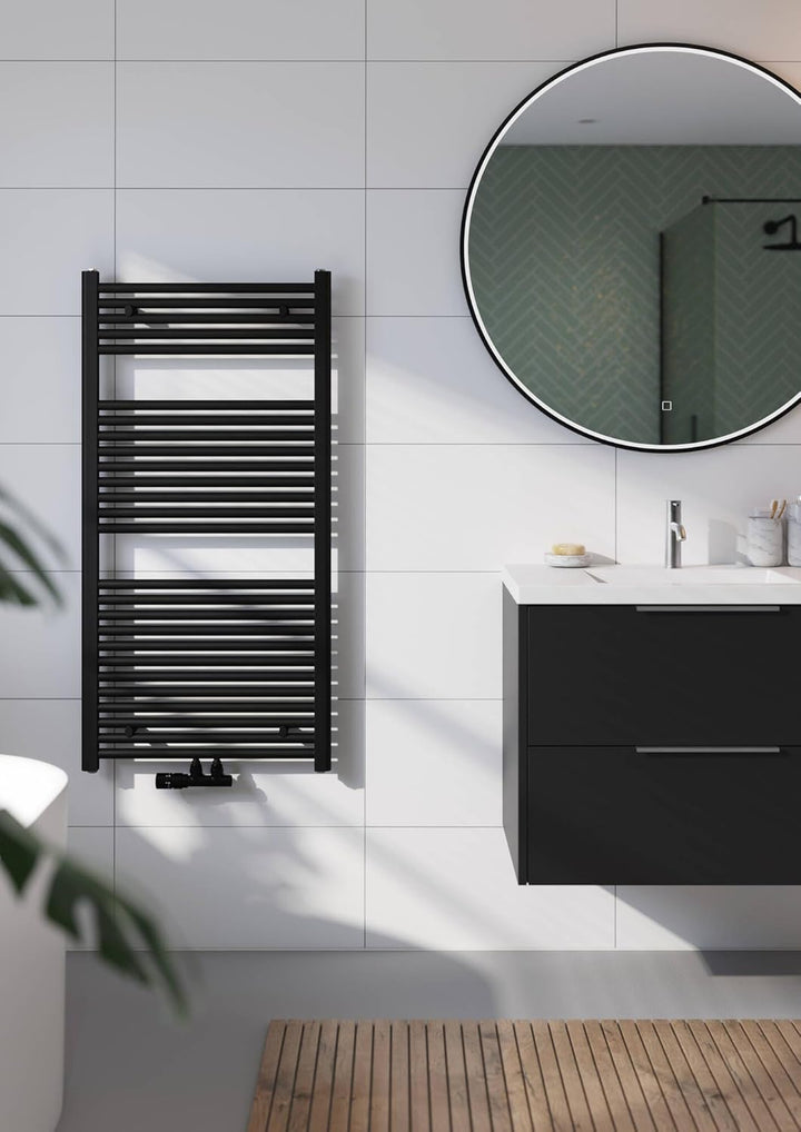 Badheizkörper Cole Matt Schwarz 60x120 cm 701W - Design Heizkörper Handtuchwärmer Handtuchtrockner H