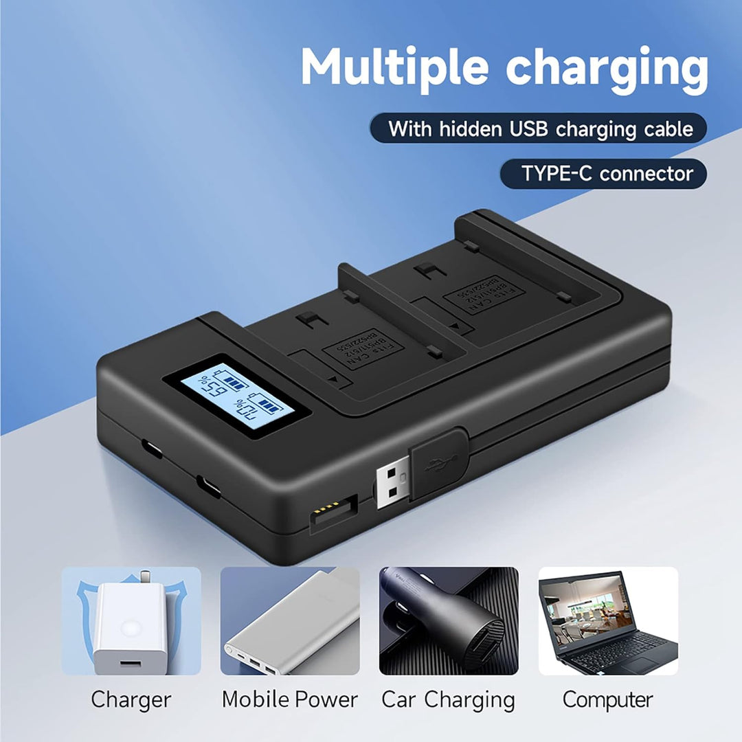 CITYORK 2 Pack 2650mAh BP-511 Akku + Dual LCD USB Ladegerät für Canon BP-511 BP-511A Canon EOS 5D, 5